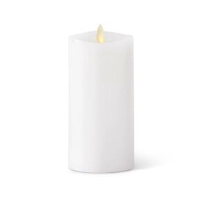 Luminara real flame-effect white pillar candle.
